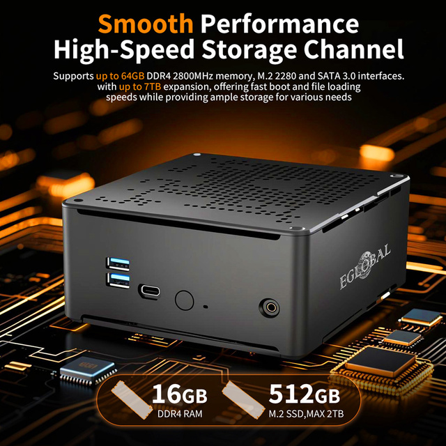 Eglobal In-tel Strong Xeon E-2186M E-2276M E-2176M Mini PC M.2 2280 SSD Type-C HD DP 4K 60hz Win10 Gaming Computer Mini Host