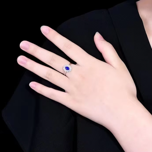 SGARIT Fabricante de Joyería Fina, Anillo de Diamantes con Zafiro Azul Natural de 0.65 CT, Oro Blanco de 18k Real, para Compromiso - Product Image 5