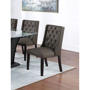 DB Modern Ash Black Tufted <b>Dining</b> <b>Chair</b> Set 2 <b>Chairs</b> with Rubber <b>Wood</b> MDF Wingback for Kitchen & <b>Dining</b> Room Fabric/Polyfiber - Product Image 5
