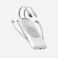Batterie externe sans fil à charge rapide 22,5 W avec affichage numérique, 10000 mAh 20000 mAh, 4 câbles intégrés et support de fixation – Tendance