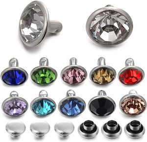 Bling& Bling Personalizados, Tachuelas de Presión de Extremo Cerrado de Latón <span class=keywords><strong>con</strong></span> Cristal y Pedrería, Baño de Plata Sin Níquel, 6mm 8mm 10mm, <span class=keywords><strong>con</strong></span> Vástago de Remache de 2-4mm - Product Image 5
