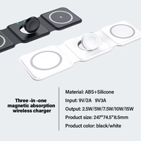 Station de charge sans fil magnétique pliable 3 en 1, station d'accueil de charge rapide pour iPhone 16 15 14 13 12 Pro Max et AirPods 3 2