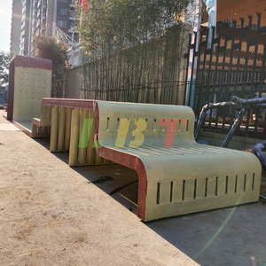 Stainless Steel Landscape <b>Bench</b> <b>Wood</b> Grain Finish Durable Outdoor Patio <b>Bench</b> 4 Seater Contemporary Design - Product Image 4