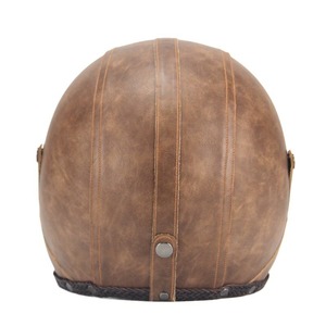 Nouveau casque de <span class=keywords><strong>moto</strong></span> rétro en cuir 3/4 ouvert, style vintage Cafe Racer, <span class=keywords><strong>masque</strong></span> détachable, coque ABS légère, toutes saisons - Product Image 5