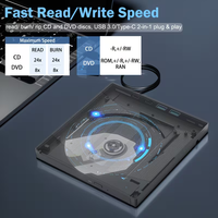 Nieuwe externe DVD-brander 7-in-1 USB 3.0 & Type-C draagbare CD/DVD-drive 24x CD 8x DVD-brander voor laptop desktop pc Mac