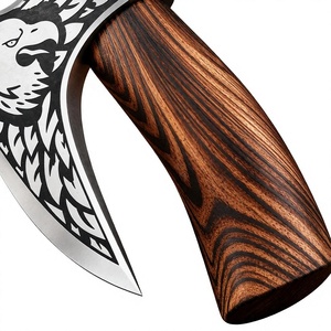 Tête de hache Tomahawk à dos plat en tissu Ahmad, lame en acier à haute teneur en carbone à 4 tranchants, manche en bois de rose, coupe-pizza, étui en cuir - Product Image 2