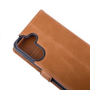 Portefeuille en cuir véritable à vente chaude, étui de <span class=keywords><strong>téléphone</strong></span> pliable, porte-cartes, protection d'écran pour fabricant - Product Image 2