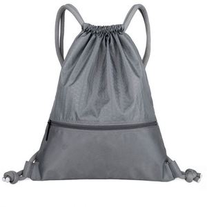 420d Polyester Sports Storage Drawstring Bags Custom Logo Fitness Drawstring Bag With Zipper Pocket Promotion Drawstring Bag - Product Image 2