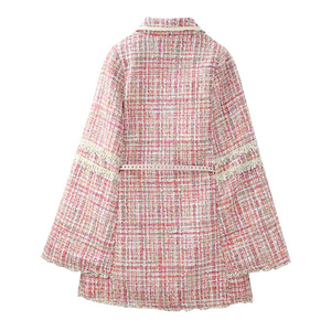Cappotto da donna bavero doppio petto <span class=keywords><strong>di</strong></span> media lunghezza senza maniche elegante Poncho <span class=keywords><strong>giacca</strong></span> con mantello <span class=keywords><strong>di</strong></span> <span class=keywords><strong>Tweed</strong></span> rosa - Product Image 3