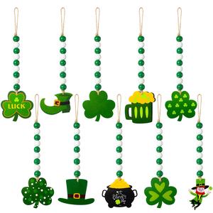 San Patrizio ghirlande di perline di legno decorazioni con perline di trifoglio verde per la decorazione della festa di San Patrizio - Product Image 1