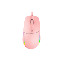 Souris de jeu 3D M28 en ABS, compacte, étanche, avec rétroéclairage RGB 7 couleurs roses personnalisées et connexion filaire