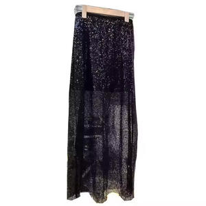 Factory Direct Sales Women's <b>Sequined</b> Beaded Midi <b>Skirt</b> Retro High Waist Zipper <b>Skirt</b> - Product Image 1