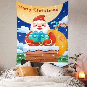 Décoration murale de Noël nordique 2022, Père Noël, tapisserie en polyester lavable en machine pour fond de maternelle - Product Image 4
