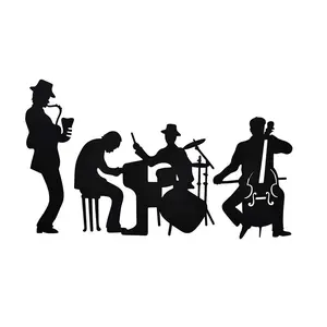 JH-Mech ODM Easy To Clean Waterproof Exquisite Musician Simple Jazz Theme Matte Black High Quality Iron Laser Cut Wall Art Decor