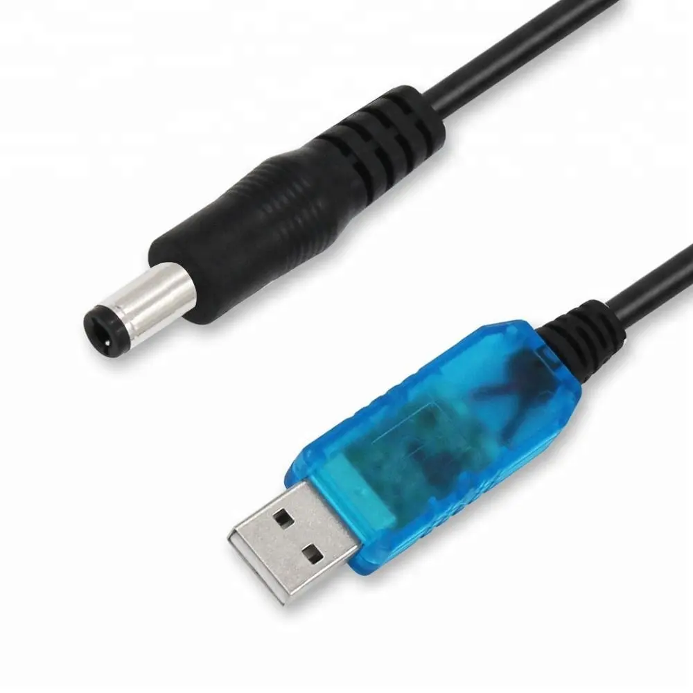 Nylon Braid 22awg USB Type A Male to DC 5.5 2.1mm 5V to 9V 12V boosting converter USB to dc Step Up power cable