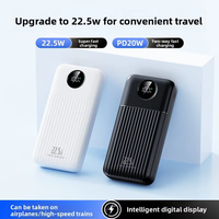 Batterie externe portable grande capacité 20000 mAh avec affichage LED, charge rapide PD22.5W/20W, nouveau modèle, vente en gros, best-seller