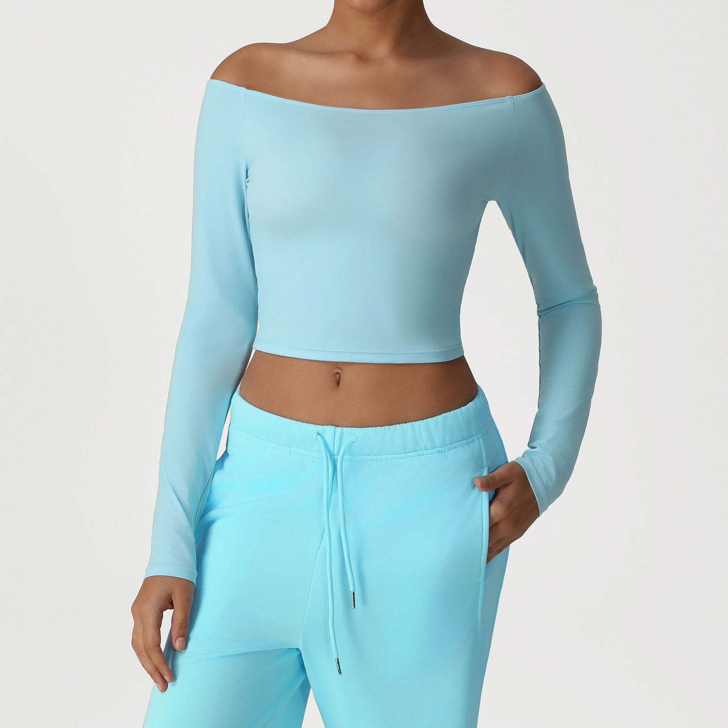 Long-Sleeved One-Shoulder Yoga Top High-Elasticity Fitness Exercise Clothing for Body Shaping