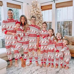 Custom Print Sublimação Xmas Inverno Quente Calças Macias Pijamas De Algodão Em Branco Set Combinando Pijamas De Natal para A Família - Product Image 3
