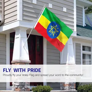 Bandiera da appendere in poliestere con stampa digitale personalizzata, bandiera del paese nazionale durevole etiopia, 100% poliestere, 3*5 piedi, 90x150cm