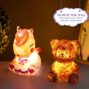 Vente chaude vinyle artisanat Kit ensemble veilleuse illuminé ours bricolage cadeau Graffiti blanc <span class=keywords><strong>Film</strong></span> couleur peluche jouet enfants garçon fille - Product Image 6