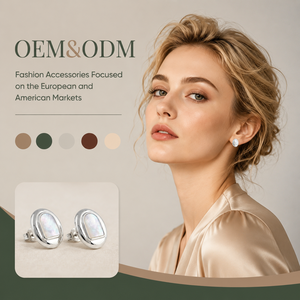 Boucles d'oreilles ovales en argent sterling 925 avec nacre, personnalisables OEM/ODM, vente en gros, bijoux quotidiens pour femmes - Product Image 1