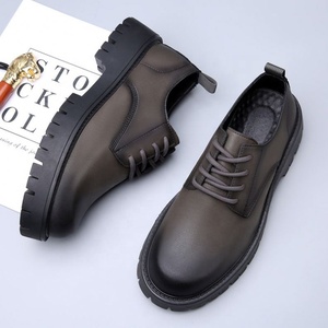 Chaussures en cuir décontractées britanniques de haute qualité à bout rond, rehaussantes, basses, pour hommes et jeunes, style professionnel et habillé - Product Image 2