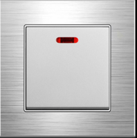 Interrupteur mural simple en aluminium doré avec indicateur néon 250V AC pour décoration intérieure