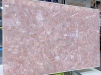 Grande dalle de quartz rose poli pour mur d'accentuation de luxe et plan de travail de cuisine