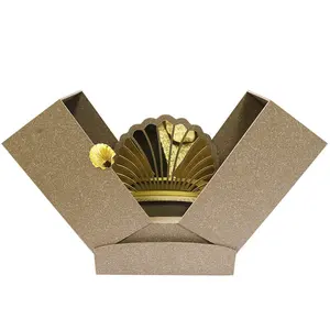 The source factory supports the small batch custom production of red wine packaging handmade yellow double-door gift box