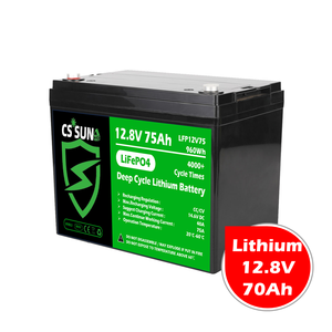 CSPower 12V 75AH长循环寿命锂电池，内置BMS，用于太阳能Callie LFP12V75 - Product Image 1
