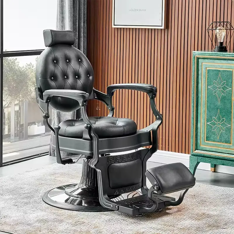 Diskon kursi salon rambut perabotan salon kustom Modern, kursi salon pompa hidrolik barbershop sandaran rambut