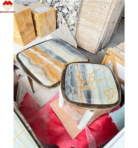 <span class=keywords><strong>Mesa</strong></span> de café de mármol ónix negro moderno con pie de latón, muebles de comedor elegantes, juego de <span class=keywords><strong>mesa</strong></span> de centro de combinación de libros, mármol - Product Image 1