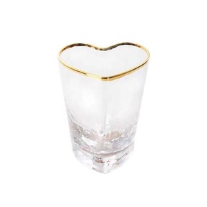 200ml Love Cup Heart martello modello chiaro tazza da caffè a forma di <span class=keywords><strong>cuore</strong></span> <span class=keywords><strong>dolce</strong></span> di vetro tazza da tè creativo Shot di vetro liquore con bordo in oro - Product Image 3