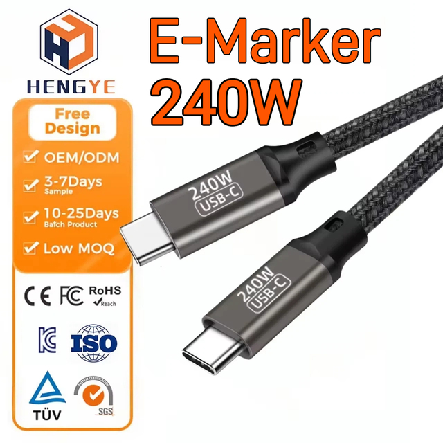 1m 2m Braided Usb Type-c Cable 60w 100w 240w Fast Data Transfer Response 240w Type c Charging Usbc to Usbc Cable 240w