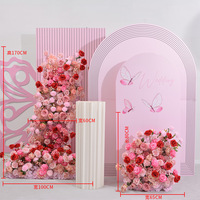 Décor de scène de mariage en soie rose de luxe fait main avec des fleurs réalistes de roses et d'hortensias 200x160cm, élégant pour les fêtes