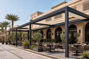Pergola motorisée en aluminium RK-E2 pour restaurant, avec éclairage LED intégré et écran d'intimité - Product Image 5