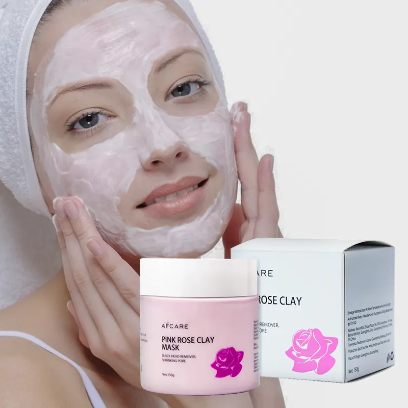 Masque d'argile en vente entière sans sulfate rétrécissement des pores et traitement de l'acné et sel de la mer morte et masque d'argile purifiant pour les soins de la peau à la rose