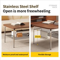 Table basse durable et minimaliste de style rétro du milieu du siècle, en acier inoxydable, pour petit appartement ou salon