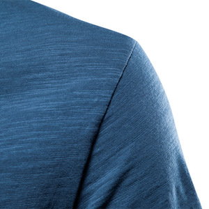 T-shirt d'été pour homme, nouveau modèle, couleur unie, tricoté en coton, col en V, manches courtes, coupe ajustée, évacuation de l'humidité, style tendance, vente chaude - Product Image 4