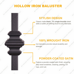 Barandilla de Escalera Exterior de Hierro Forjado de Diseño Moderno, Balaustre de Cuello Simple - Product Image 3