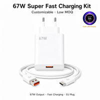 67W Pengisi Daya Ponsel USB Cepat untuk Ponsel dengan Kabel USB-A ke USB-C Colokan US EU UK Putih OEM Dapat Disesuaikan Grosir