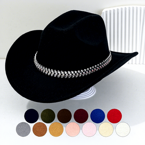 Chapeaux de cowboy <span class=keywords><strong>jazz</strong></span> unisexes style Panama avec feuilles tridimensionnelles et ceintures en strass, 100 % polyester, utilisables en toutes saisons - Product Image 1