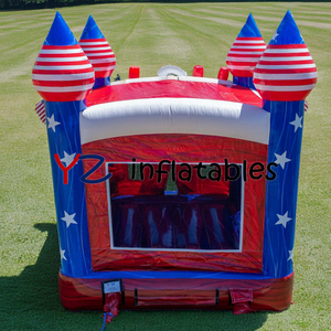 Château gonflable sur <span class=keywords><strong>le</strong></span> thème du drapeau américain, étoiles et rayures, château gonflable pour enfants, château gonflable commercial pour l'extérieur - Product Image 6