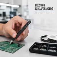 Pincettes de précision antistatiques ESD, outils d'assemblage à pointe fine en acier inoxydable pour la réparation électronique