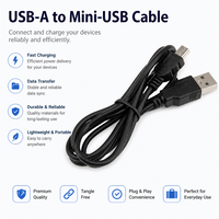 Kabel Data USB2.0 ke Mini USB 1m Pengisian Cepat untuk Kamera HDD Pemutar MP3/4 Kabel Charger Mini USB