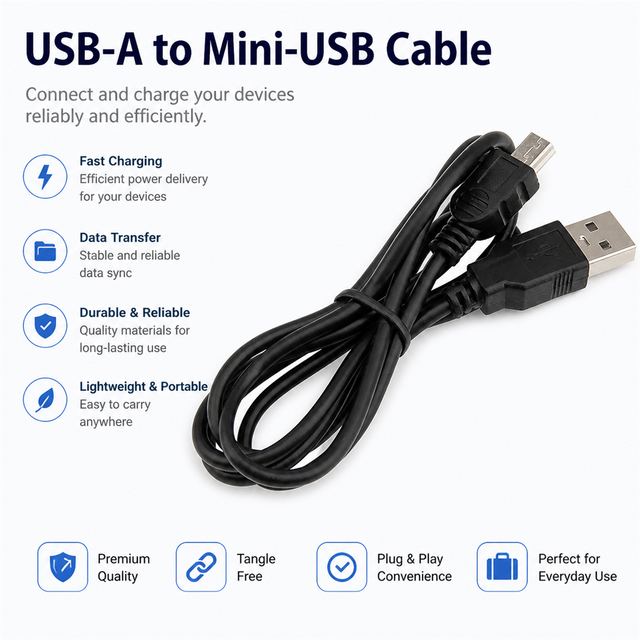 1m Fast Charging USB2.0 to Mini USB Data Cable for Camera HDD MP3/4 Player Mini USB Charger Cables