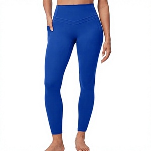 HAWK SPORTS INDUSTRIES เลกกิ้งเอวสูงสีพื้นแบบเต็มตัว มีกระเป๋า ยืดหยุ่น ระบายอากาศได้ดี ไร้ตะเข็บ ผ้ายืดสแปนเด็กซ์ สำหรับออกกำลังกาย - Product Image 1