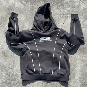 Sweat à capuche noir 100 % coton personnalisé, design épaules tombantes, broderie, sweat à capuche de créateur, épais et surdimensionné pour homme - Product Image 1