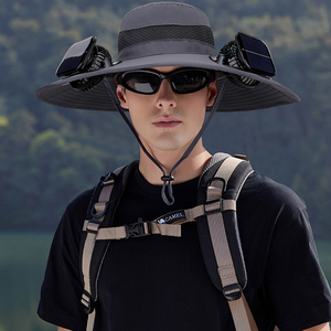Chapeau de pêcheur camouflage avec ventilateur solaire rechargeable par USB, pour <span class=keywords><strong>le</strong></span> sport d'été, la pêche en plein air, les voyages quotidiens, <span class=keywords><strong>le</strong></span> travail, la fraîcheur - Product Image 3