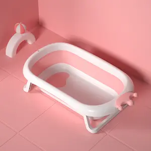 baby rosa badewanne Suppliers-Tief klappbare rosa Dusche Badewanne Baby stehende Badewanne mit Ständer für Baby